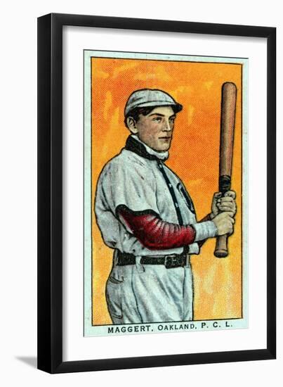 Oakland, CA, Oakland Pacific Coast League, Maggert, Baseball Card-Lantern Press-Framed Art Print