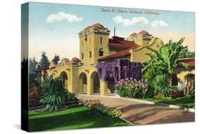 Oakland, California - Exterior View of Santa Fe Train Depot-Lantern Press-Stretched Canvas