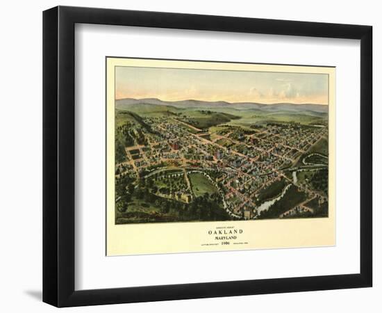 Oakland, Maryland - Panoramic Map-Lantern Press-Framed Art Print