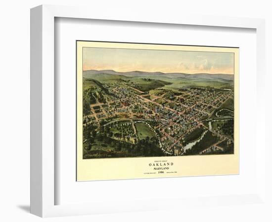 Oakland, Maryland - Panoramic Map-Lantern Press-Framed Art Print