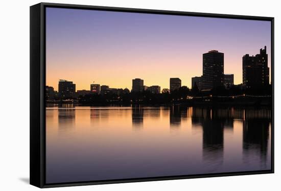 Oakland Skyline and Lake Merritt, Oakland, California, United States of America, North America-Richard Cummins-Framed Stretched Canvas