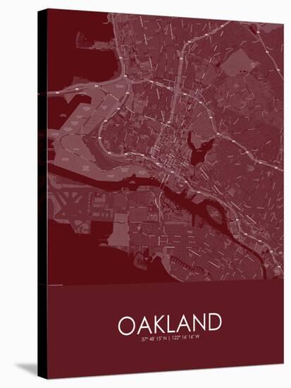 Oakland, United States of America Red Map-null-Stretched Canvas