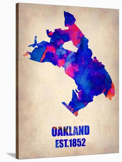 Oakland Watercolor Map-NaxArt-Stretched Canvas