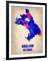 Oakland Watercolor Map-NaxArt-Framed Art Print