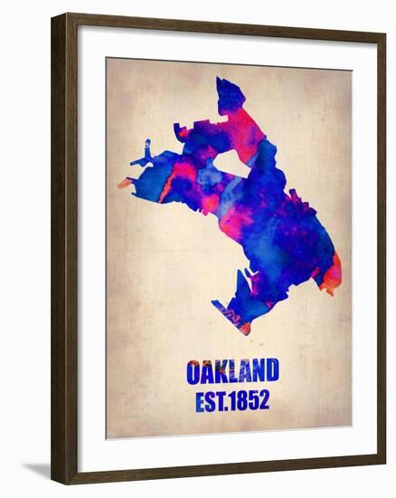 Oakland Watercolor Map-NaxArt-Framed Art Print