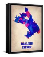 Oakland Watercolor Map-NaxArt-Framed Stretched Canvas