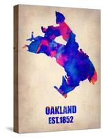 Oakland Watercolor Map-NaxArt-Stretched Canvas