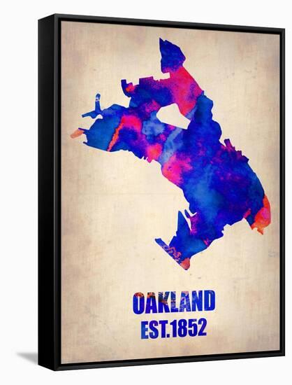 Oakland Watercolor Map-NaxArt-Framed Stretched Canvas