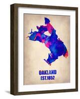 Oakland Watercolor Map-NaxArt-Framed Art Print
