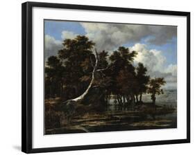 Oaks at a Lake with Water Lilies-Jacob Isaacksz Van Ruisdael-Framed Giclee Print