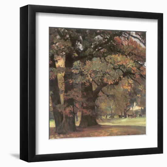 Oaks in the Park of Wechselburg-Eugen Bracht-Framed Art Print