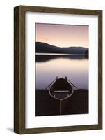 Oar boot on the Schluchsee at sundown, Black Forest, Baden-Wurttemberg, Germany-Markus Lange-Framed Photographic Print