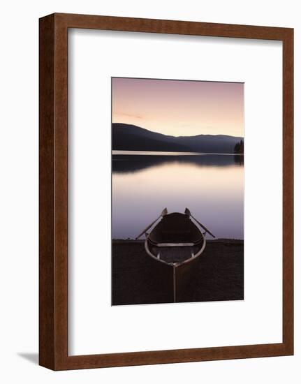 Oar boot on the Schluchsee at sundown, Black Forest, Baden-Wurttemberg, Germany-Markus Lange-Framed Photographic Print