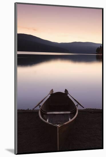 Oar boot on the Schluchsee at sundown, Black Forest, Baden-Wurttemberg, Germany-Markus Lange-Mounted Photographic Print