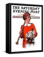 "Oars and Flowers," Saturday Evening Post Cover, September 26, 1925-Charles A. MacLellan-Framed Stretched Canvas