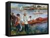 Oarsmen At Chatou, 1879-Pierre-Auguste Renoir-Framed Stretched Canvas