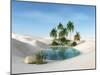 Oasis in the Desert. Palm Trees and Sand. 3D Rendering.-ustas7777777-Mounted Art Print