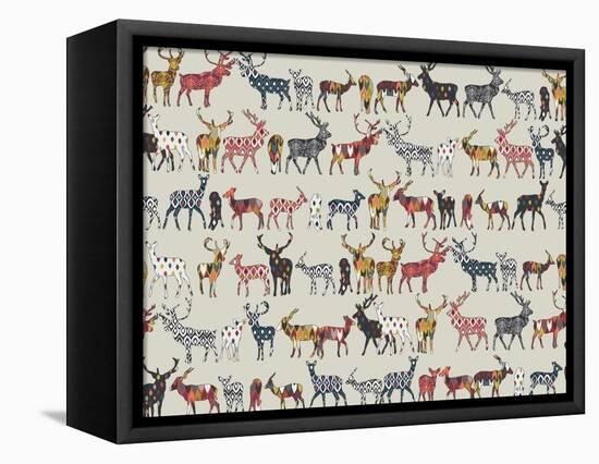 Oatmeal Spice Deer-Sharon Turner-Framed Stretched Canvas