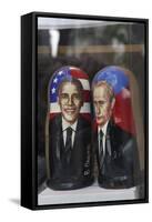 Obama and Putin Nesting Dolls in a Window in a Shop, Tallinn, Estonia-Dennis Brack-Framed Stretched Canvas