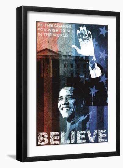 Obama: Believe-Keith Mallett-Framed Giclee Print