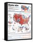 Obama Victory, Presidential Election 2008 Results by State and County-null-Framed Stretched Canvas