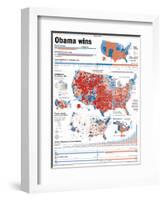 Obama Victory, Presidential Election 2008 Results by State and County-null-Framed Photographic Print