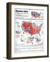 Obama Victory, Presidential Election 2008 Results by State and County-null-Framed Photographic Print