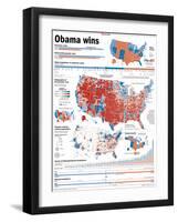 Obama Victory, Presidential Election 2008 Results by State and County-null-Framed Photographic Print