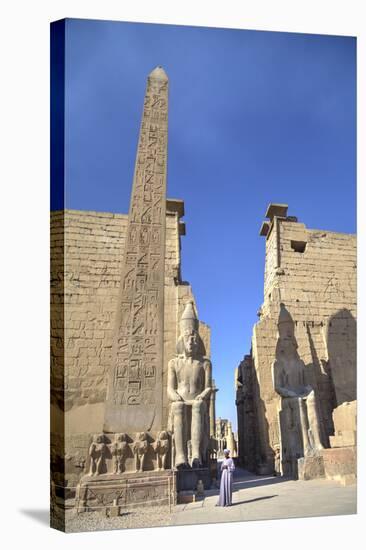 Obelisk, 25 Meters High in Front of Plyon 65 Meters Wide, Luxor Temple-Richard Maschmeyer-Stretched Canvas