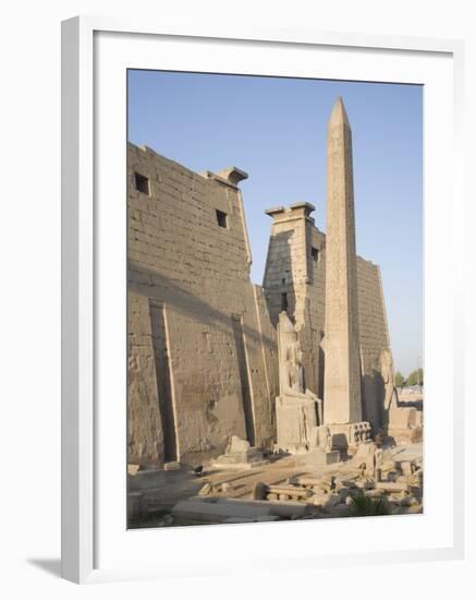 Obelisk and Pylon of Ramesses II, Luxor Temple, Luxor, Thebes, Egypt-Philip Craven-Framed Photographic Print