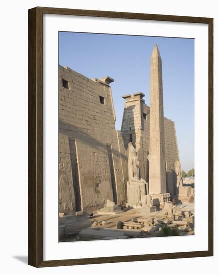 Obelisk and Pylon of Ramesses II, Luxor Temple, Luxor, Thebes, Egypt-Philip Craven-Framed Photographic Print