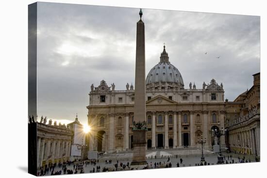 Obelisk in Front of the St. Peter's Basilica at Sunset, St. Peter's Square, Vatican City-null-Stretched Canvas