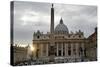 Obelisk in Front of the St. Peter's Basilica at Sunset, St. Peter's Square, Vatican City-null-Stretched Canvas