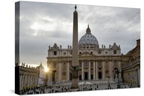 Obelisk in Front of the St. Peter's Basilica at Sunset, St. Peter's Square, Vatican City-null-Stretched Canvas