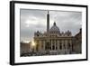 Obelisk in Front of the St. Peter's Basilica at Sunset, St. Peter's Square, Vatican City-null-Framed Photographic Print