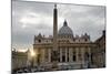Obelisk in Front of the St. Peter's Basilica at Sunset, St. Peter's Square, Vatican City-null-Mounted Photographic Print