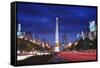 Obelisk of Buenos Aires and Avenida 9 De Julio-Jon Hicks-Framed Stretched Canvas