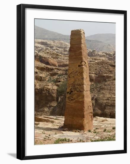 Obelisk on Attuf Ridge, Petra, Jordon. 1st C. B.C. Carved Rock, 6 Metres High-null-Framed Photo