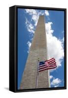 Obelisk with American Flag in National Mall, Washington Monument-mrcmos-Framed Stretched Canvas
