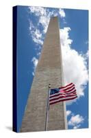 Obelisk with American Flag in National Mall, Washington Monument-mrcmos-Stretched Canvas