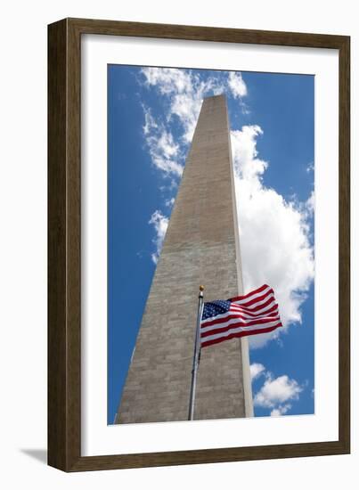 Obelisk with American Flag in National Mall, Washington Monument-mrcmos-Framed Photographic Print