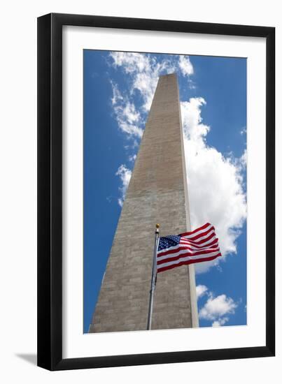 Obelisk with American Flag in National Mall, Washington Monument-mrcmos-Framed Photographic Print