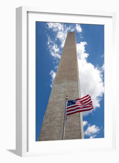 Obelisk with American Flag in National Mall, Washington Monument-mrcmos-Framed Photographic Print