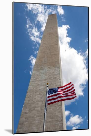 Obelisk with American Flag in National Mall, Washington Monument-mrcmos-Mounted Photographic Print