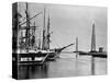 Obelisks and Ships at Suez Canal Entrance-null-Stretched Canvas