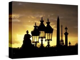 Obelisque, Place de la Concorde, Eiffel Tower, Paris, France-David Barnes-Stretched Canvas