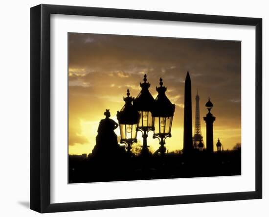 Obelisque, Place de la Concorde, Eiffel Tower, Paris, France-David Barnes-Framed Premium Photographic Print