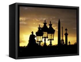 Obelisque, Place de la Concorde, Eiffel Tower, Paris, France-David Barnes-Framed Stretched Canvas