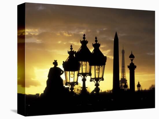 Obelisque, Place de la Concorde, Eiffel Tower, Paris, France-David Barnes-Stretched Canvas