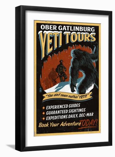 Ober Gatlinburg, Tennesse - Yeti Tours - Vintage Sign-Lantern Press-Framed Art Print